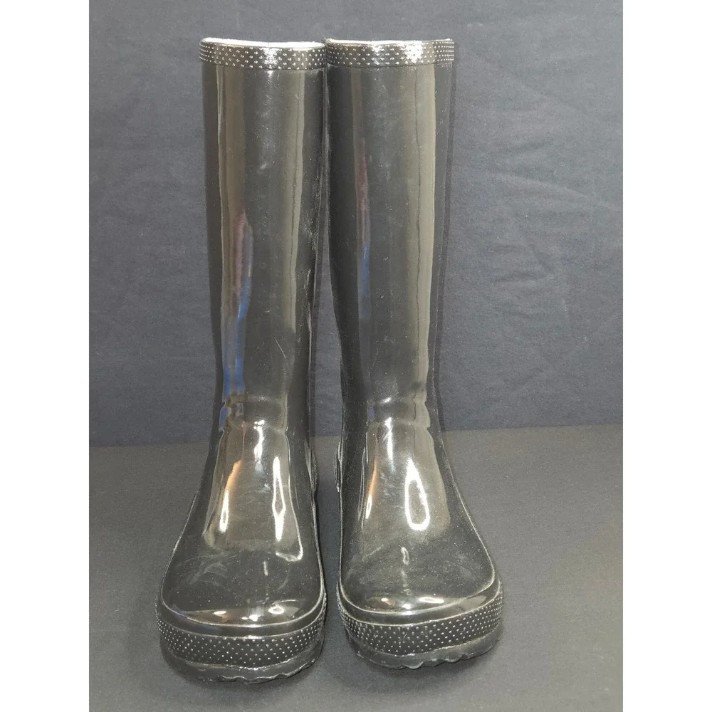 Crocs RainFloe Tall Rain Boots Black Glossy‎ Waterproof Rubber Womens 7 202198